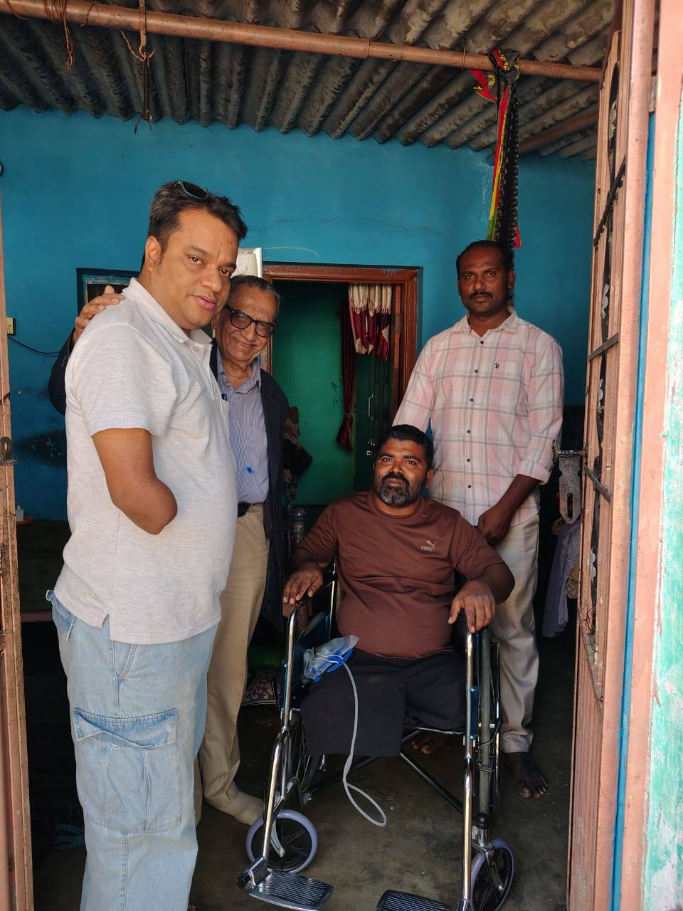 Wheelchair recipient smiling